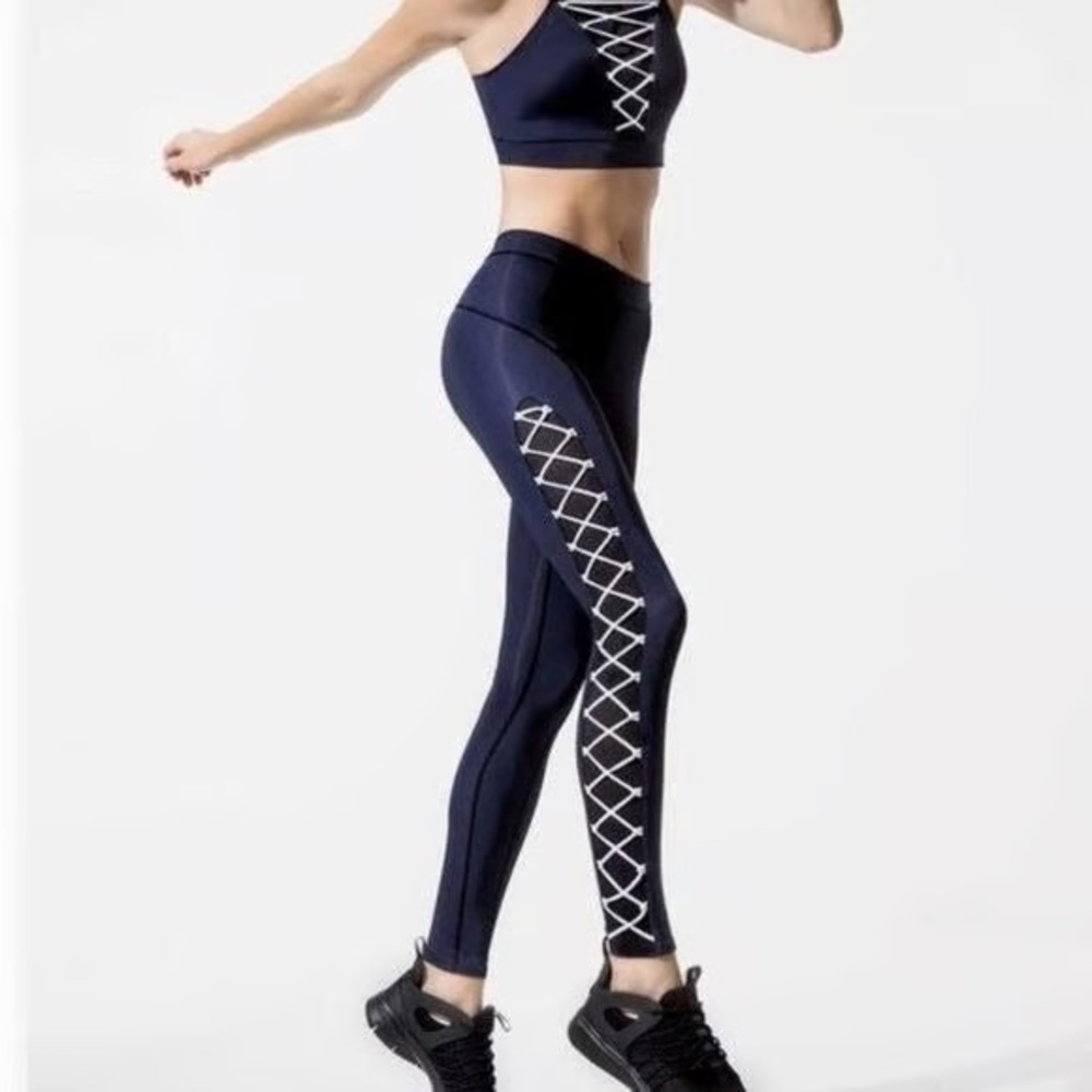 Jonathan Simkhai x Carbon 38 | Navy Lace-Up Leggings